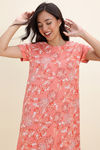 Zivame Knit Cotton Knee Length Nightdress With In Built Slip On Bra - Burnt Coral — thumbnail 5